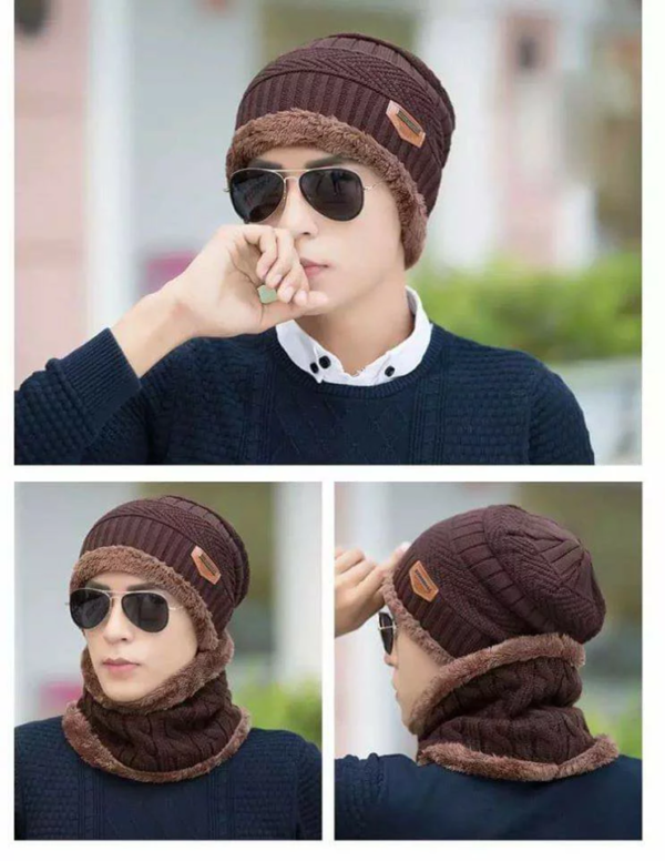 2-Pieces Winter Scarf Beanie Women Caps Set Thick Knit Skull Warm Knit Hats