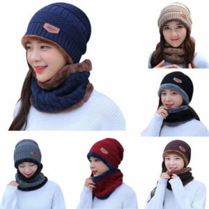 lack Winter Hat And Neck Warmer For Women Knit Cap Skullies Beanies( Free Size)